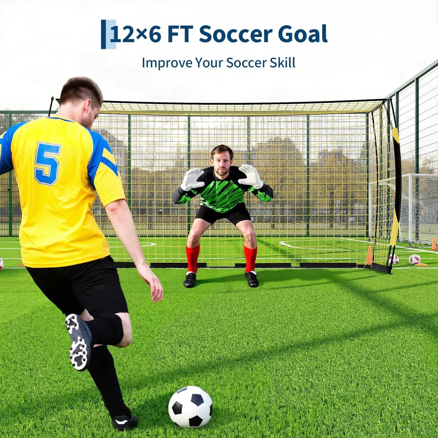 Portable Collapsible Soccer Goal Set With Rebounder Net For Quick Setup