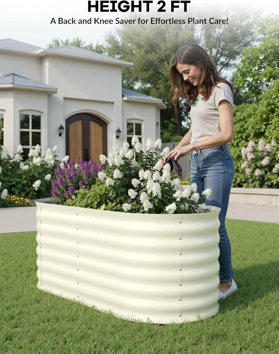 TWISTER.CK Galvanized Raised Garden Bed Kit Outdoor Open Bottom Planter