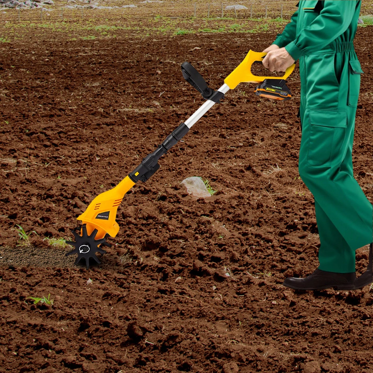 Bymaocar 20V Handheld Electric Tilling Machine Cordless Tiller