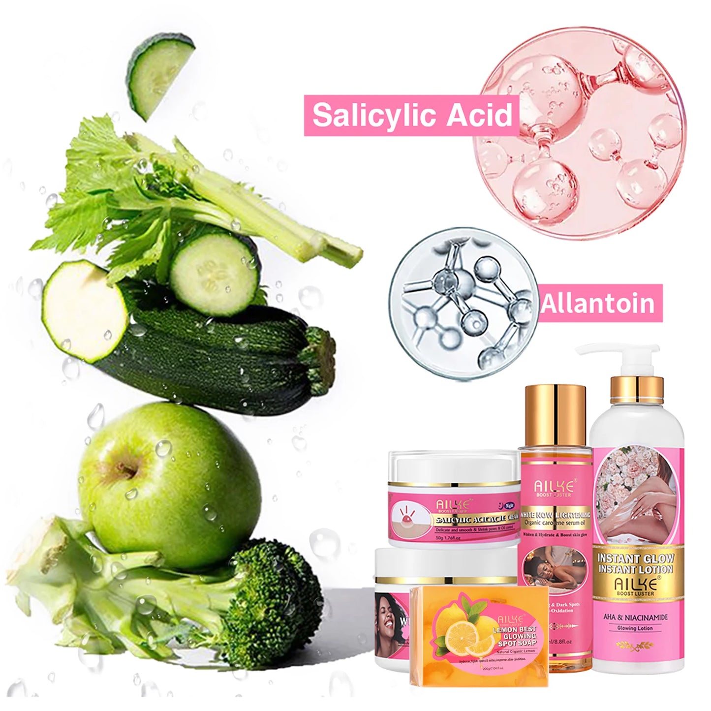 KYLIEFIT AHA Rose Whitening Anti Spots Cream Skin Care Set