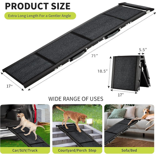 HiMISS Upgraded Dog Ramp for Cars Folding Ramp Non Slip