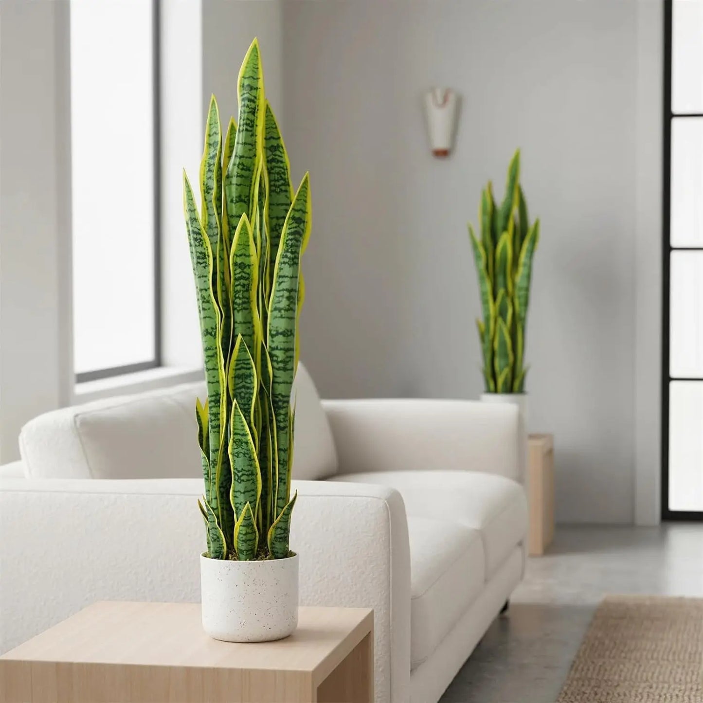 HiMISSCN Sansevieria Snake Plant Artificial in Planter