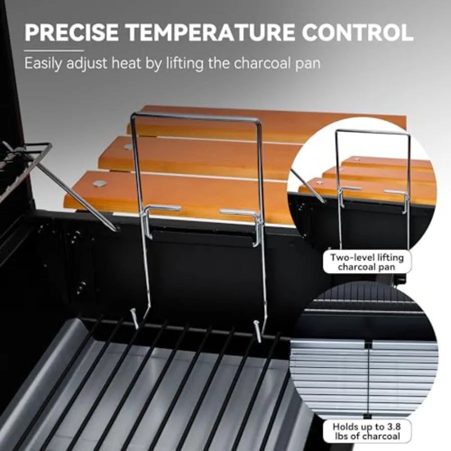 SHXI Outdoor Charcoal Grill With Offset Smoker For Backyard Grilling