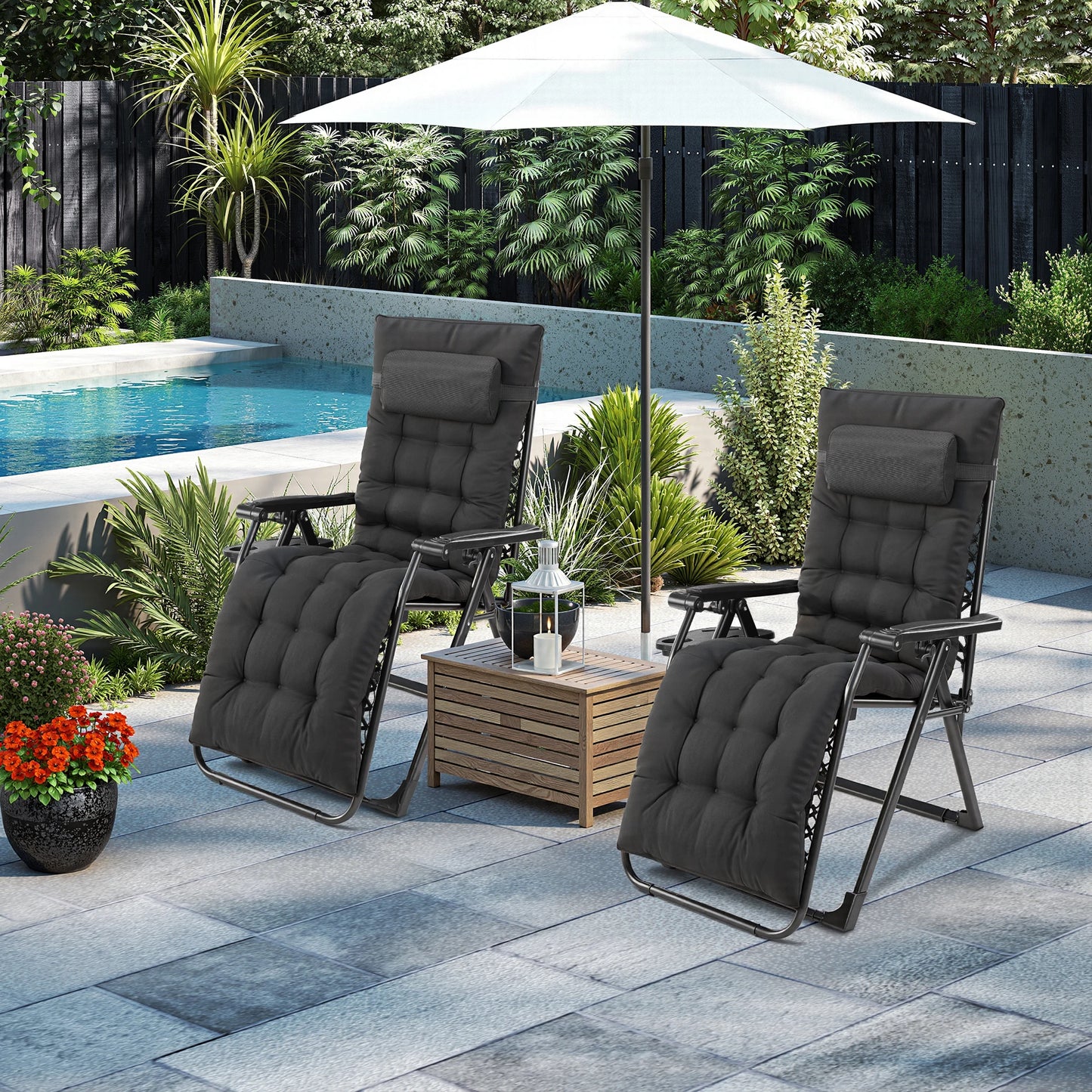 JHK Zero Gravity Recliner Outdoor Folding Lounge Chair With Cup Holders