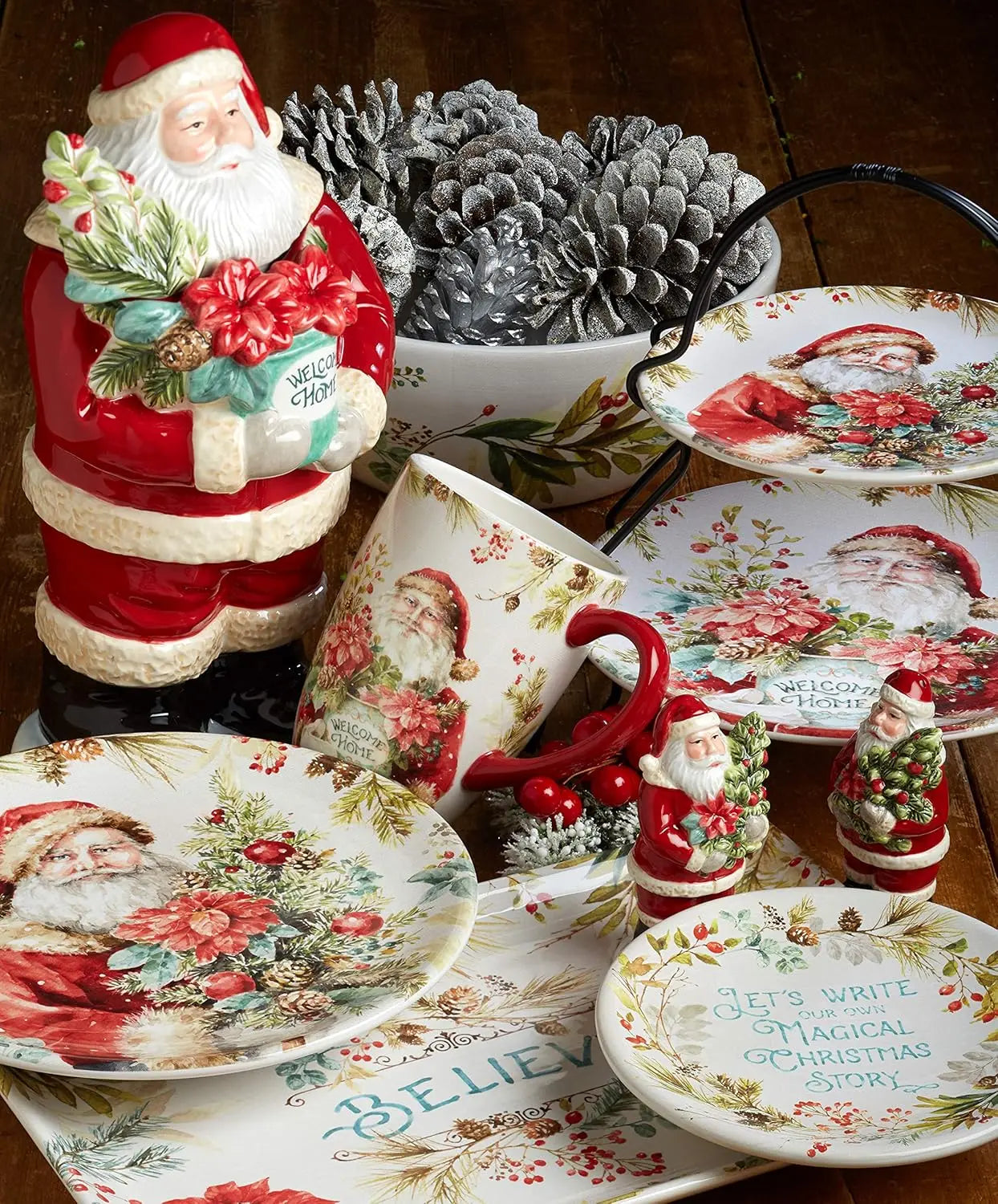 Christmas Story Dinnerware Set Service For Four With Santa Plates