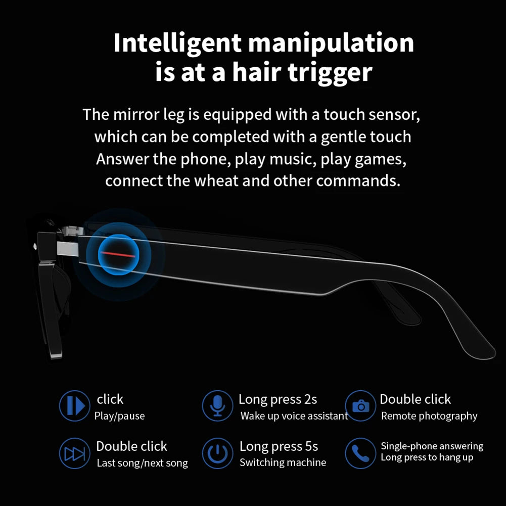 Alloet BT Audio Glasses Remote Shooting Camera Open Ear Speakers