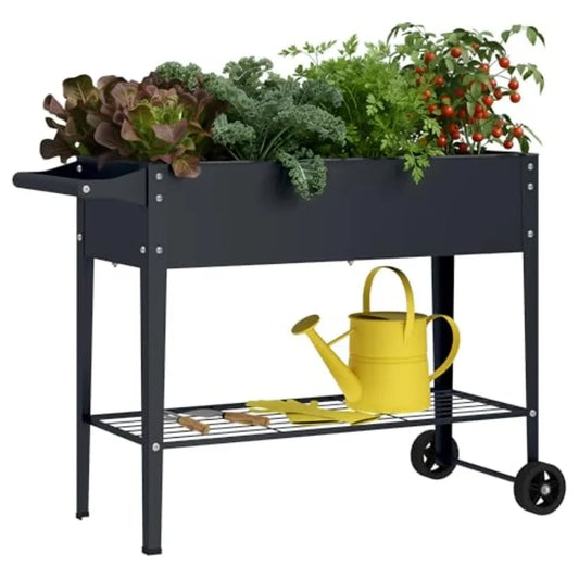 Raised Garden Bed With Wheel Planter Box For Outdoor Garden Patio