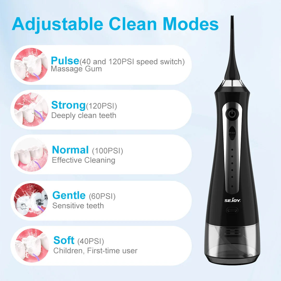 SEJOY Water Flosser Irrigator 5 Modes 8 Jet Tips Pro