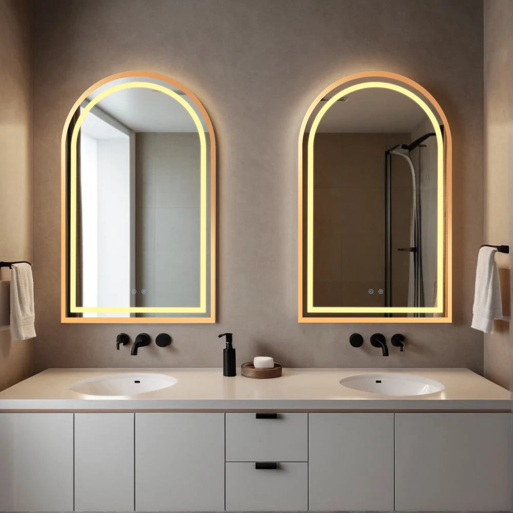 Arched LED Bathroom Mirror Wall Mounted Anti Fog and Touch
