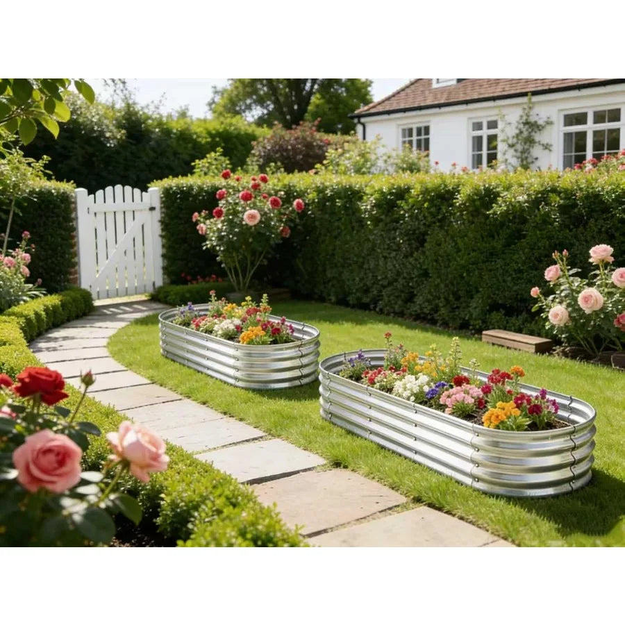 Metal Raised Garden Bed Planter For Vegetables Herbs 2 Pack