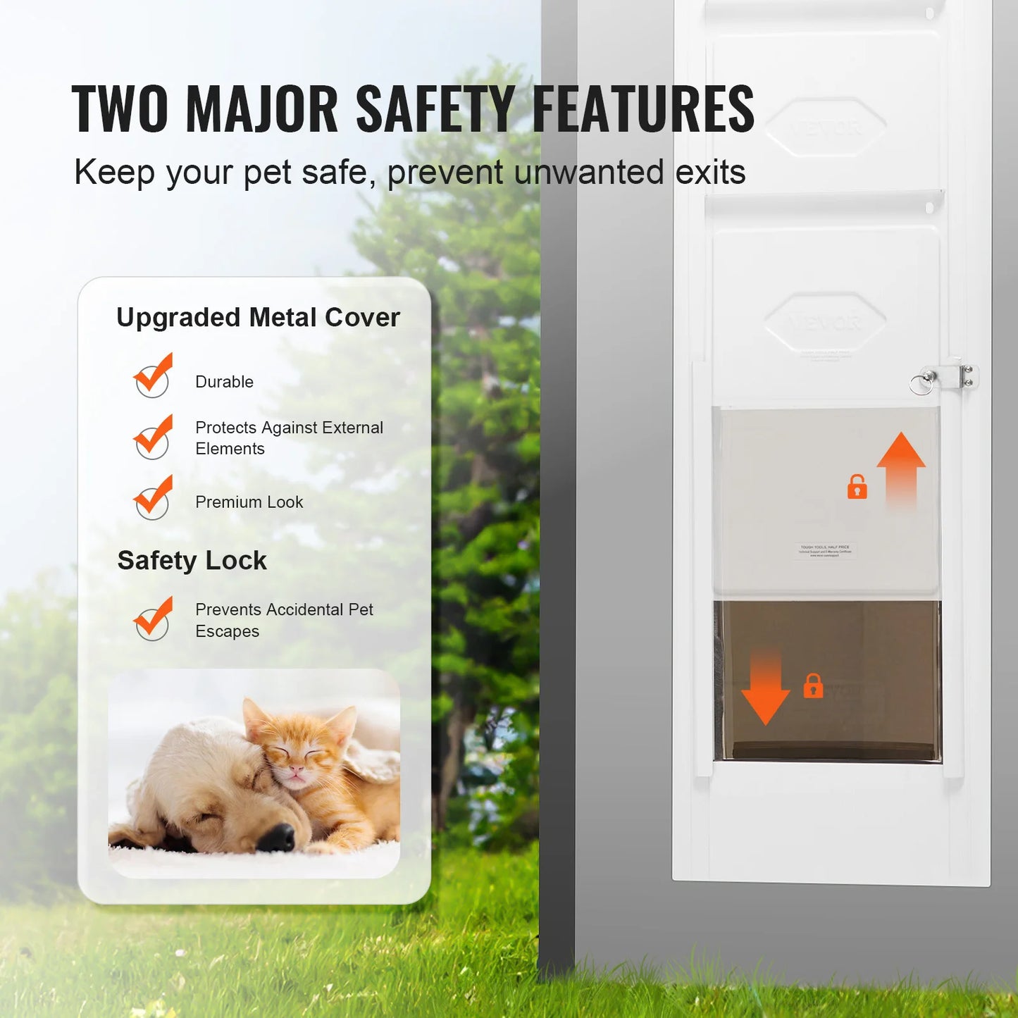 SucceBuy Adjustable Height Sliding Glass Dog Door With Aluminum Frame