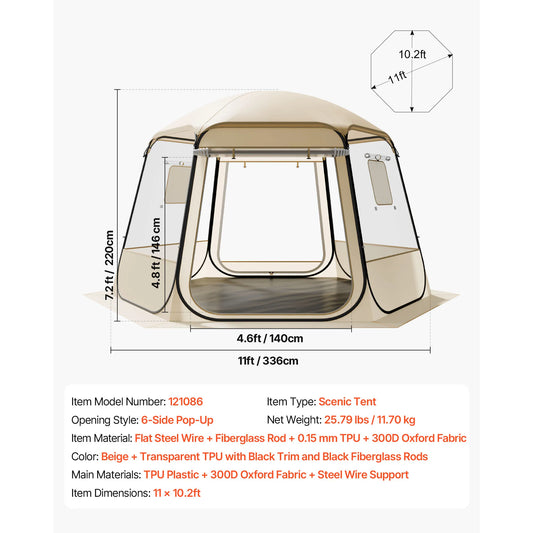 SucceBuy Pop Up Bubble Tent Waterproof And UV Resistant Dome Tent With Windows