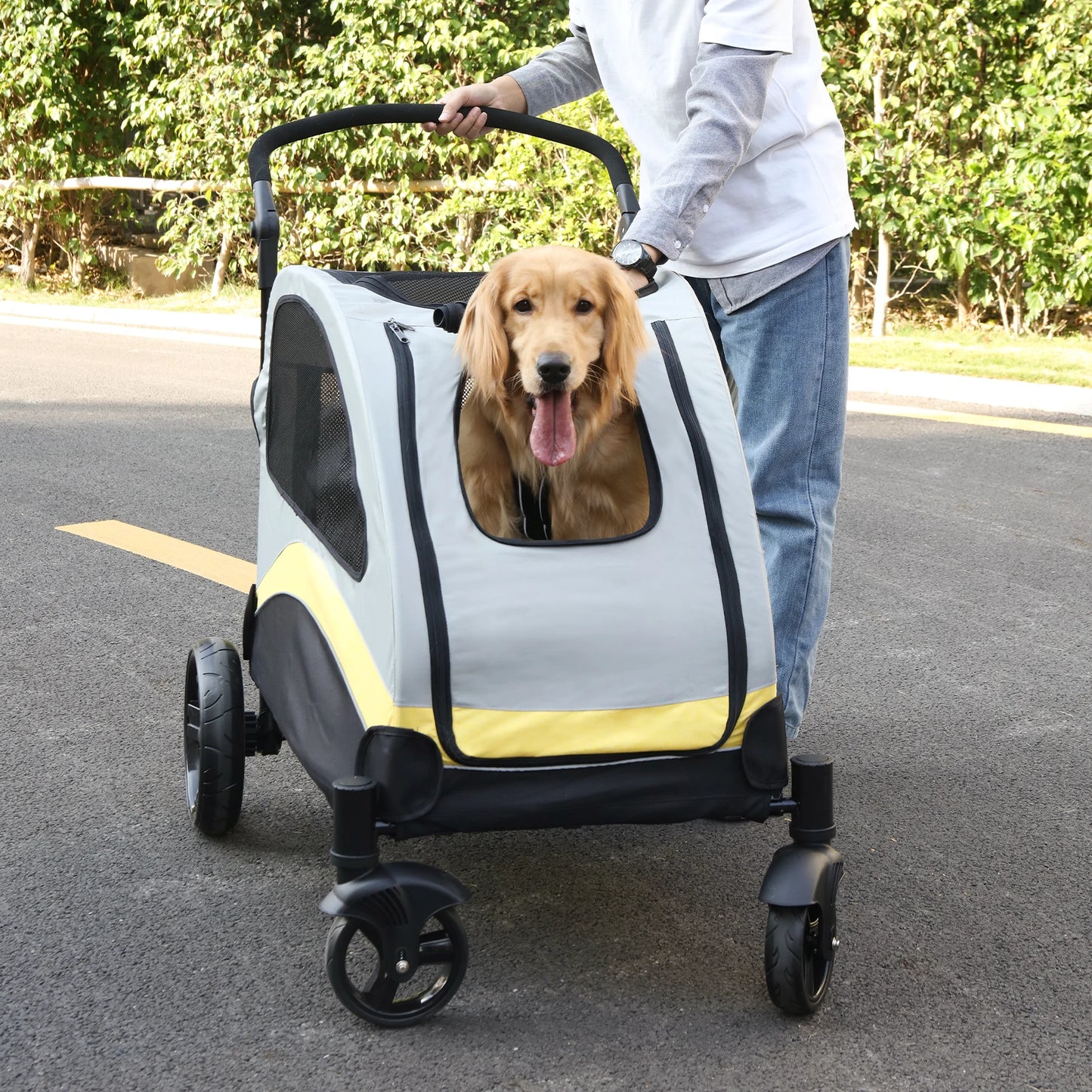 Breathable Foldable Four Wheel Portable Dog Stroller For All Breeds