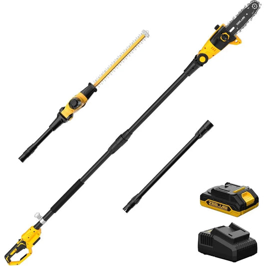 2in1 Cordless Pole Saw And Hedge Trimmer For High Reach