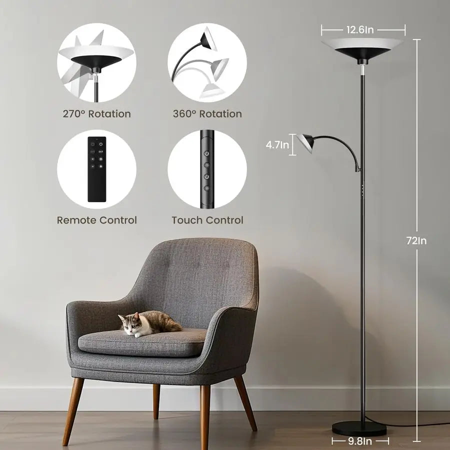 Torchiere Floor Lamp Dimmable With Remote Touch Control