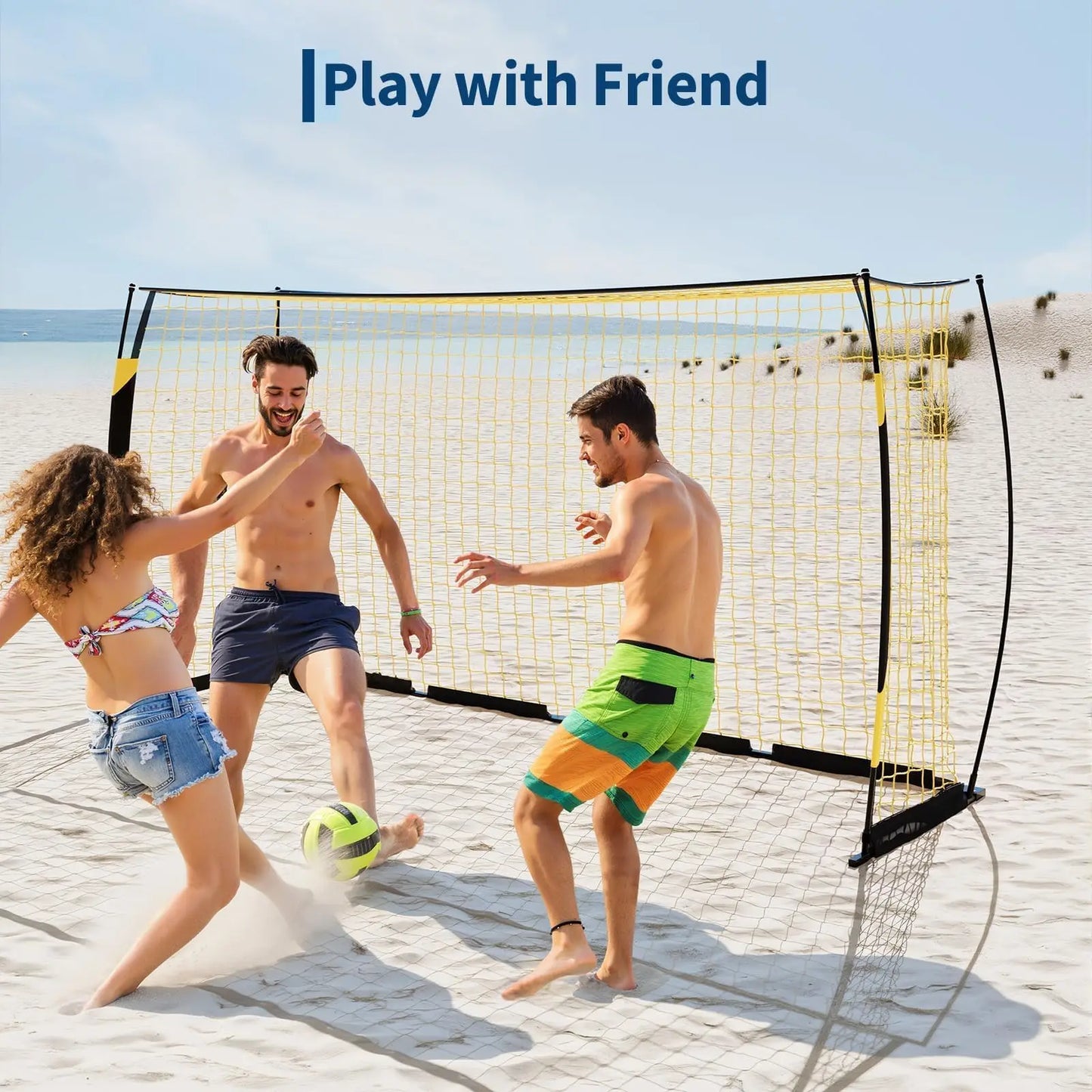 Portable Collapsible Soccer Goal Set With Rebounder Net For Quick Setup