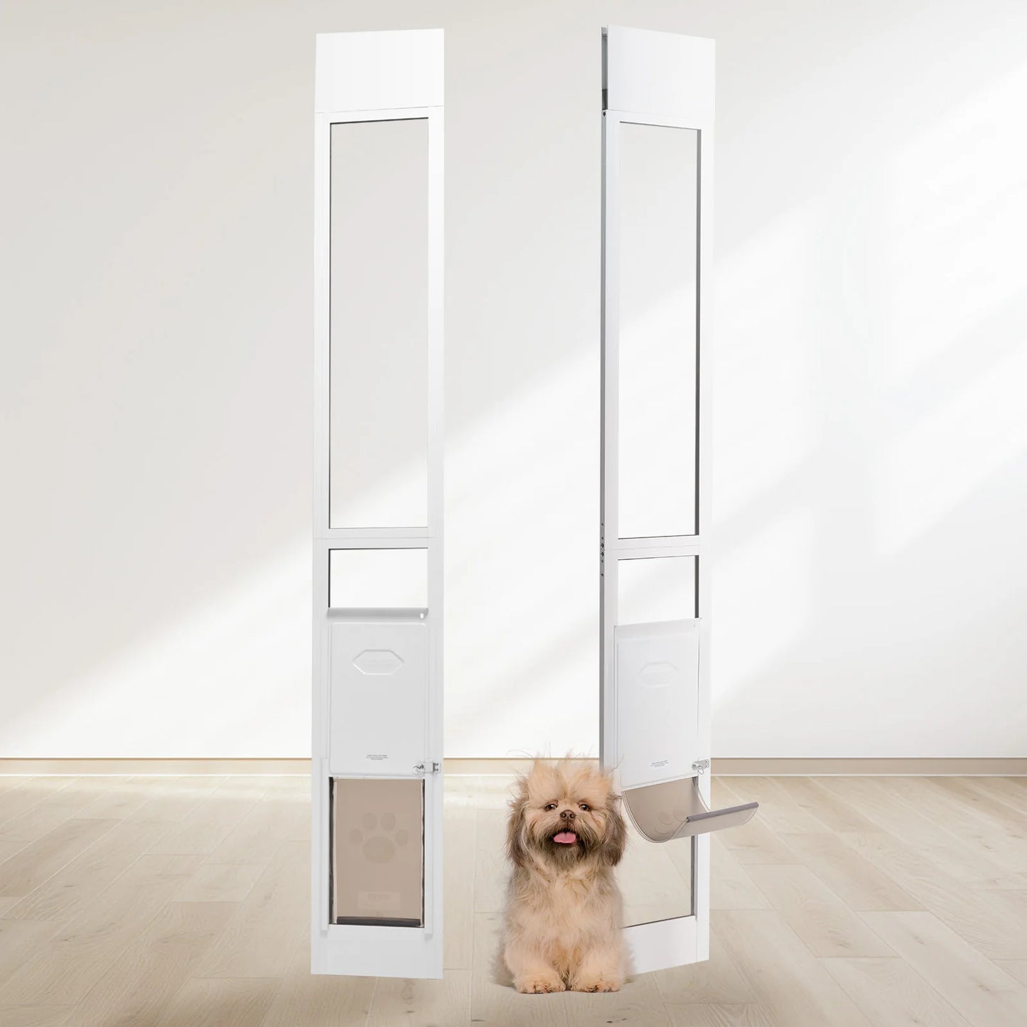 SucceBuy Adjustable Height Sliding Glass Dog Door With Aluminum Frame
