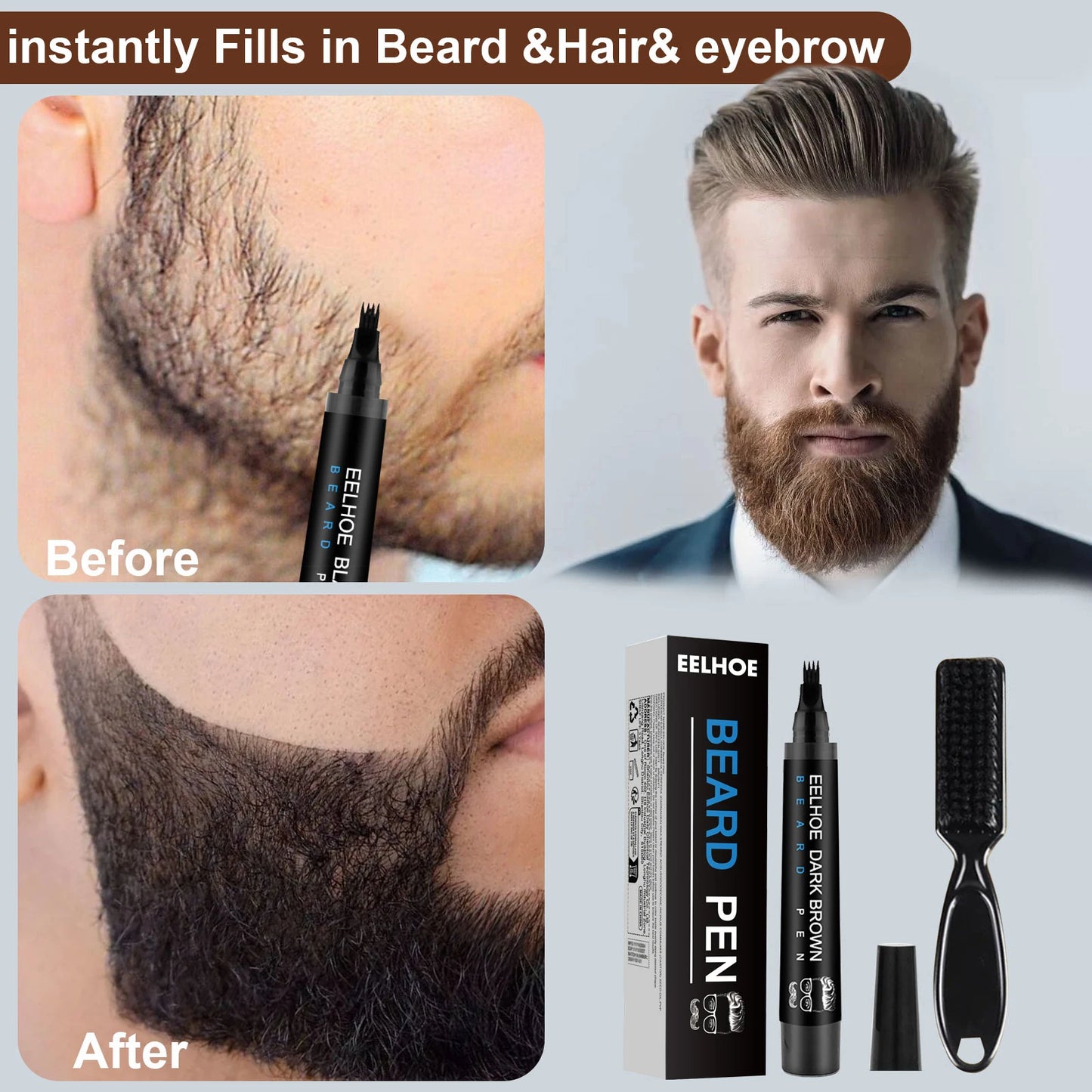 Beard Filler Pen Waterproof Sweat Resistant All Day Confidence