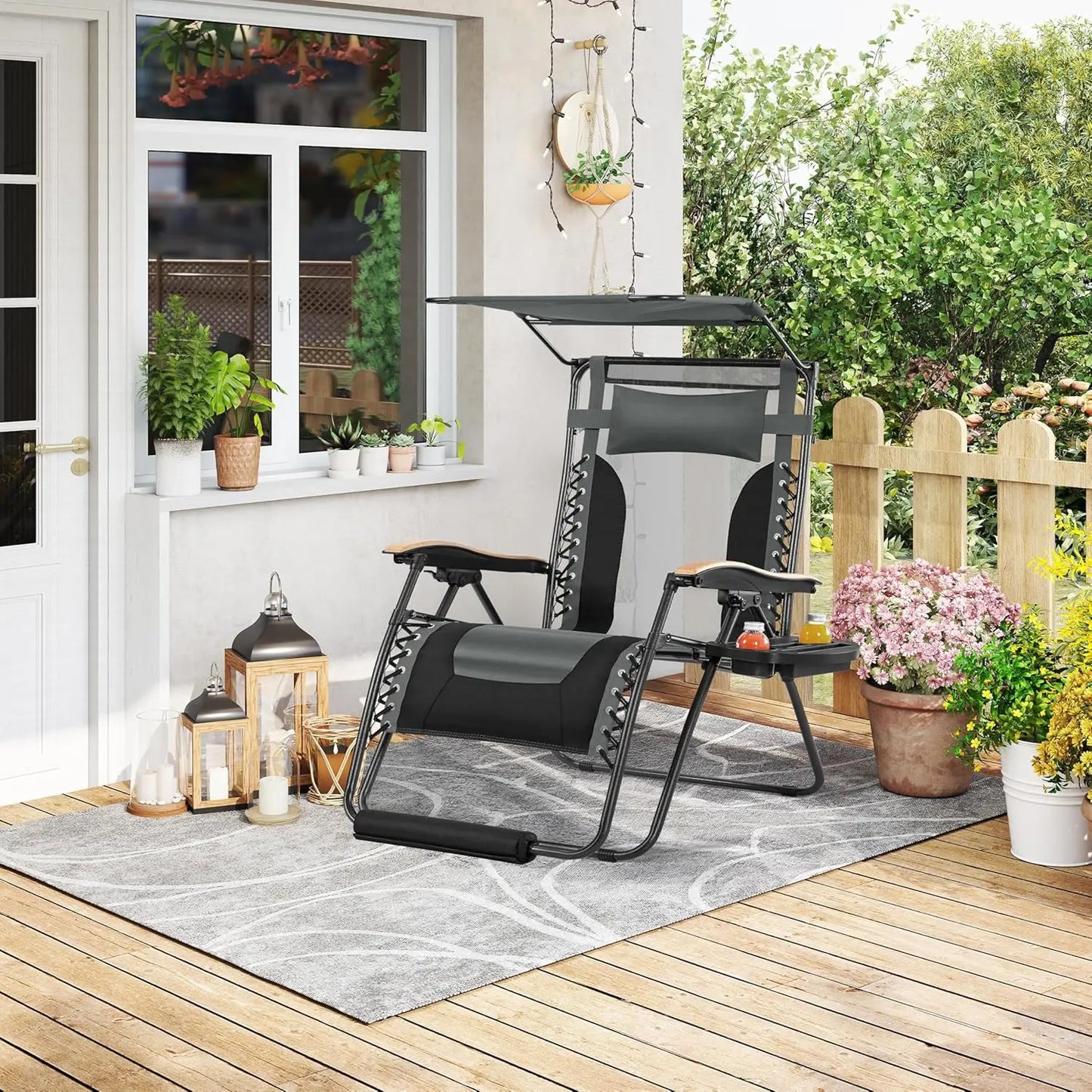 Zero Gravity Chair Adjustable Outdoor Recliner With Cup Holder