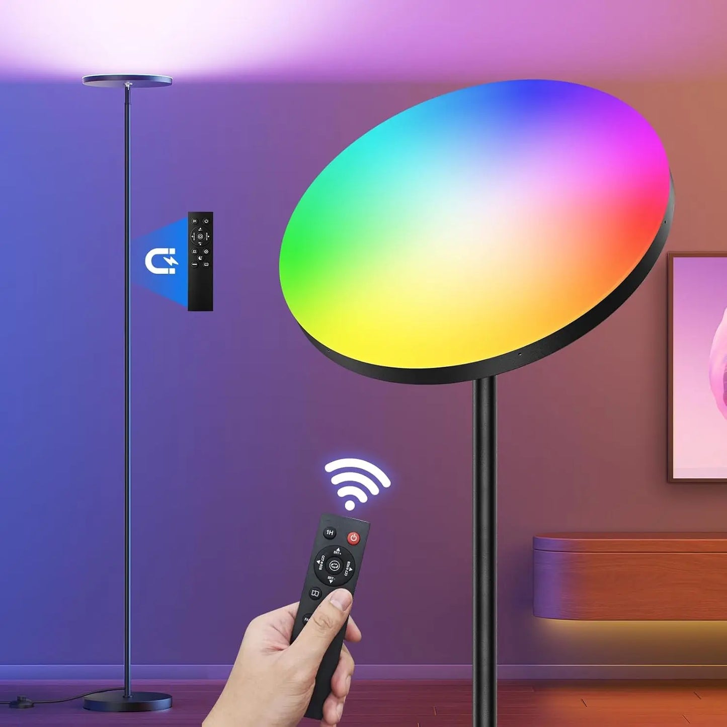 XMSJ RGB LED Torchiere Floor Lamp With Remote Dimmable