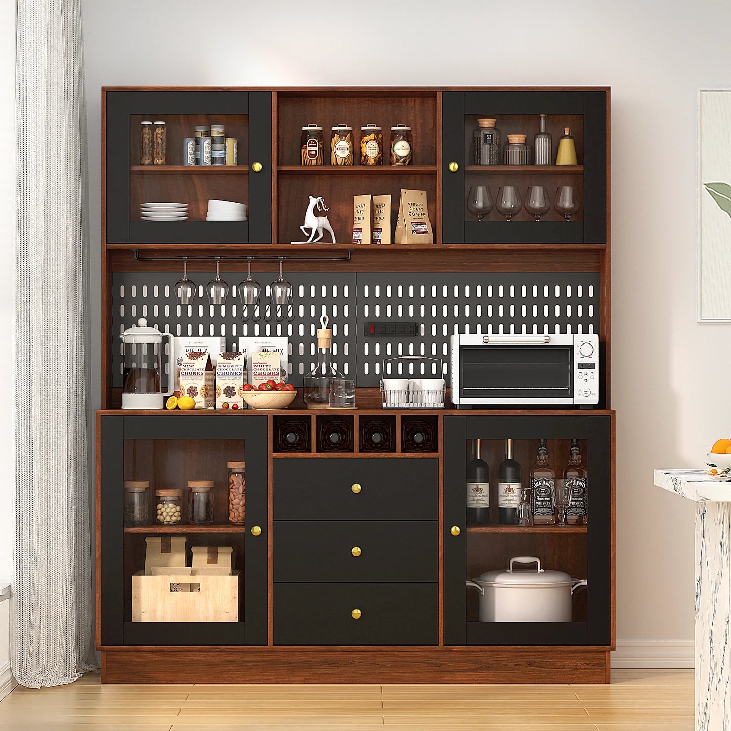 VOWNER Pantry Cabinet Kitchen Storage Freestanding Buffet Hutch