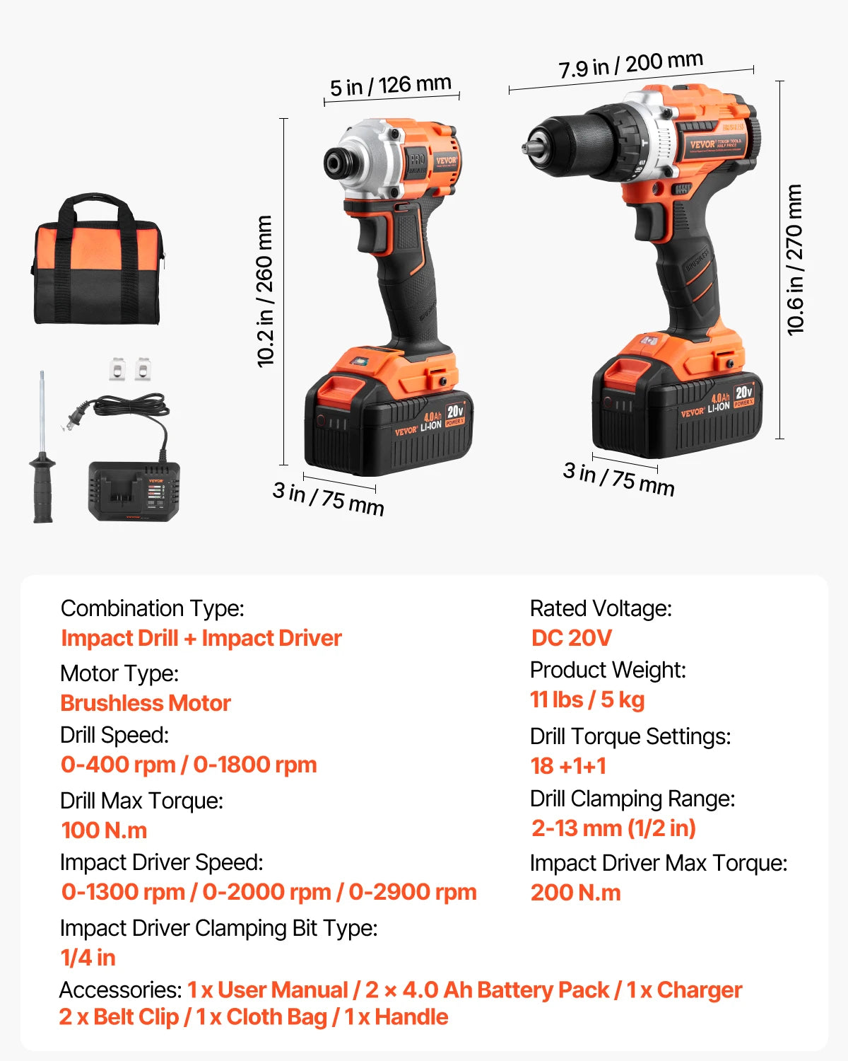 SucceBuy Cordless 2-Tool Drill and Impact Driver Combo Kit