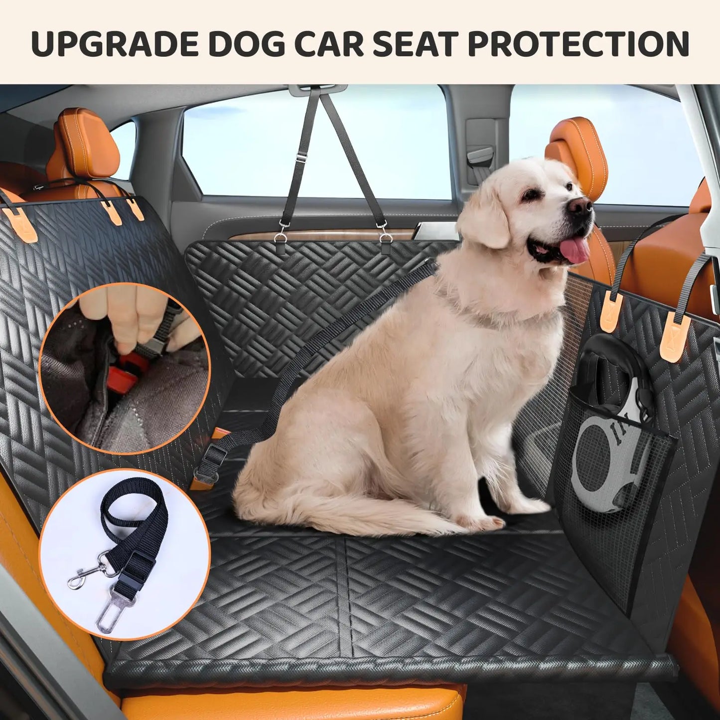 Car Rear Seat Dog Hammock With Hard Bottom Extender