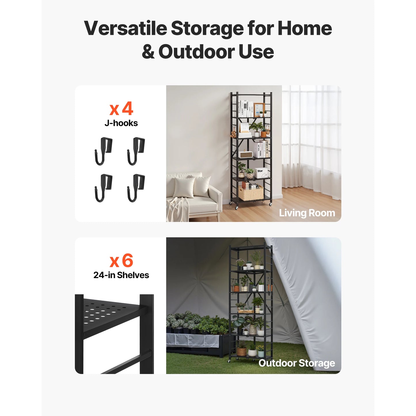 SucceBuy Heavy Duty Mobile Folding Shelf With Wheels For Garage