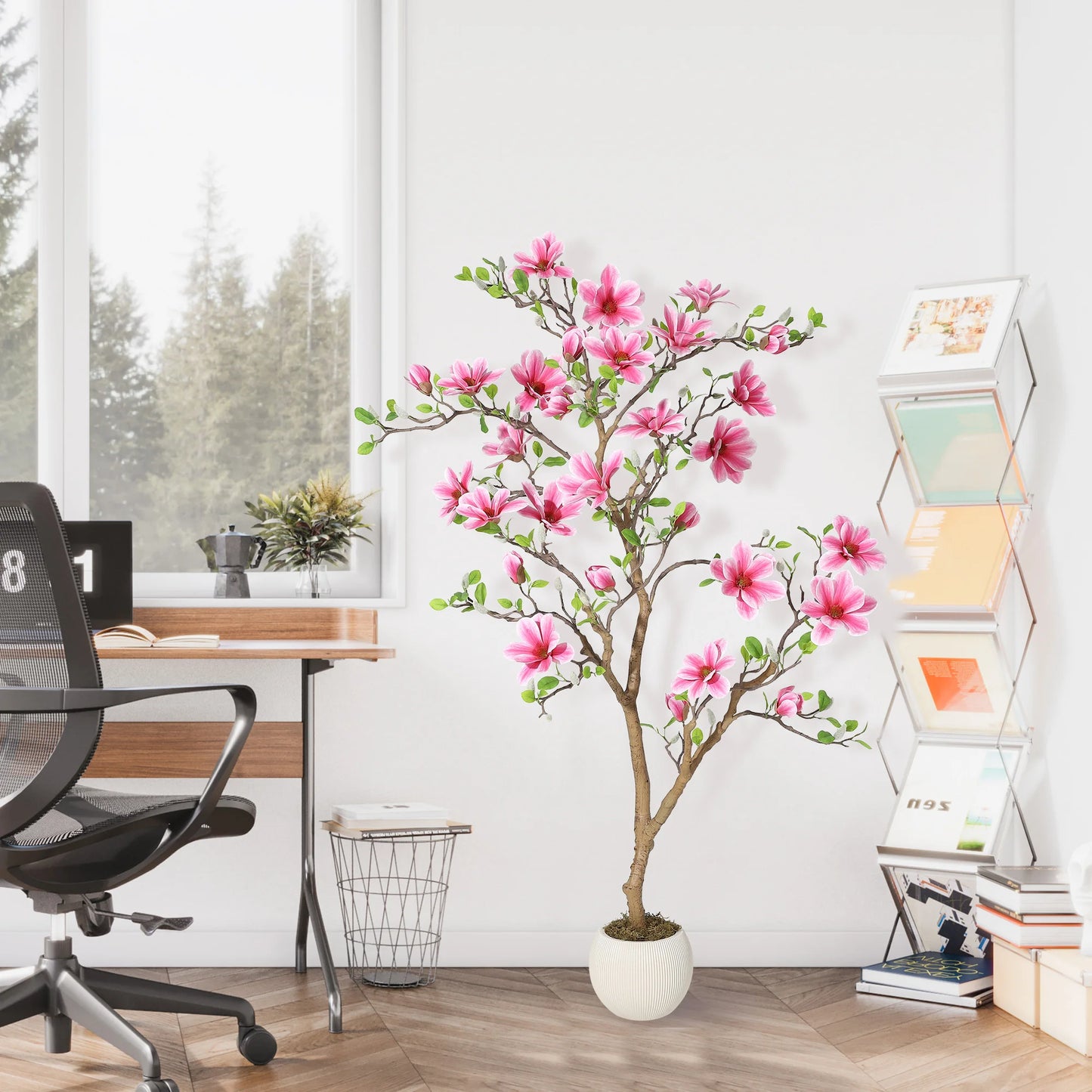 HiMISSCN Lifelike Magnolia Tree Home Decor Silk Plant In Pot