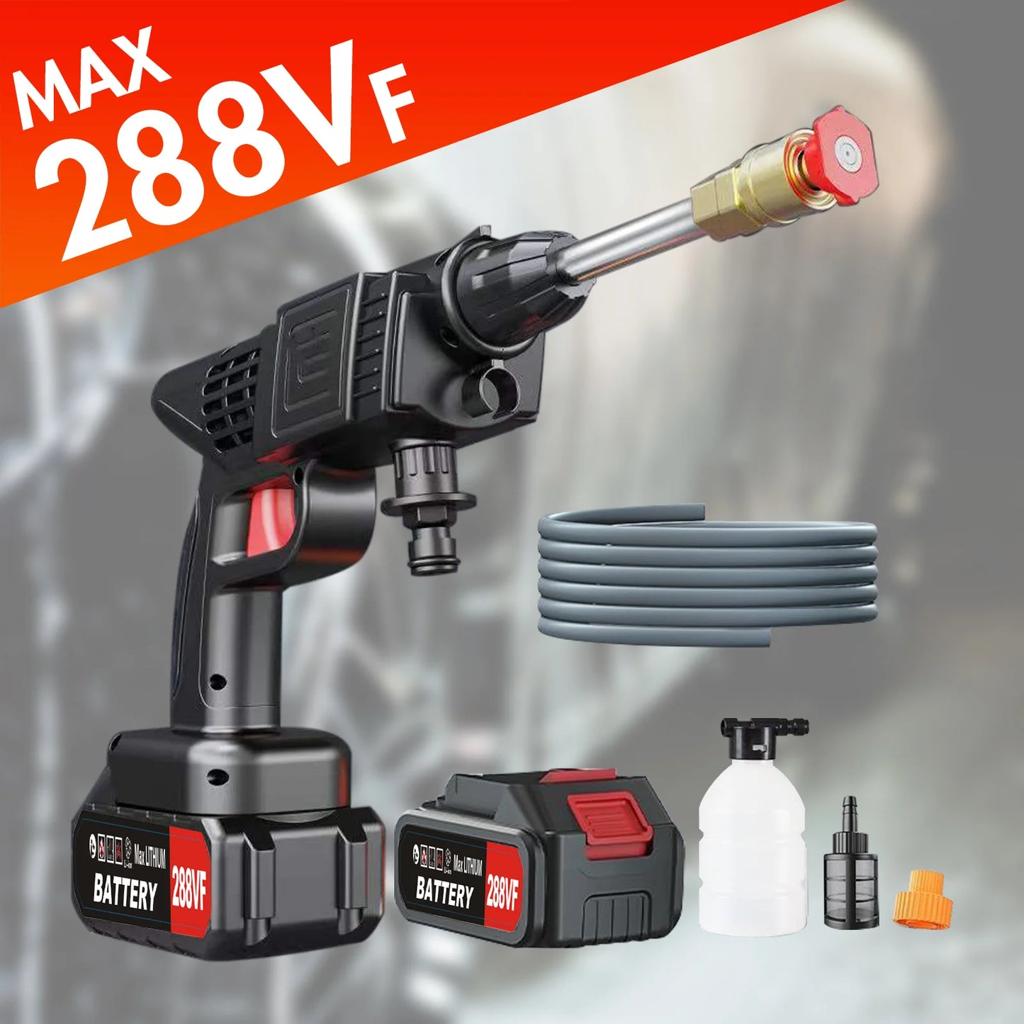 Cordless Pressure Washer 450W Car Garden Home Dual 1200mAh Battery