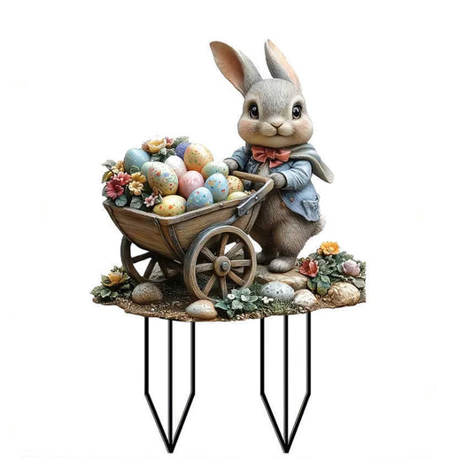 Shunmaii Easter Bunny Garden Stake Acrylic 2D Rabbit Sign