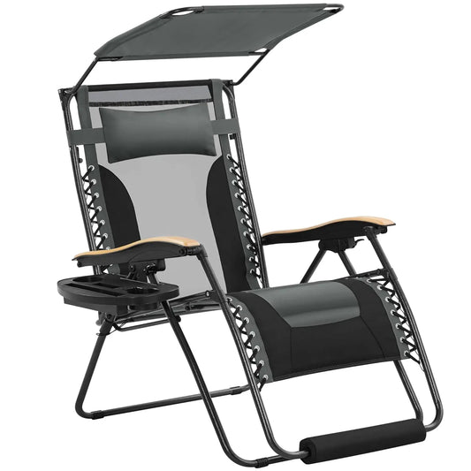 Zero Gravity Chair Adjustable Outdoor Recliner With Cup Holder