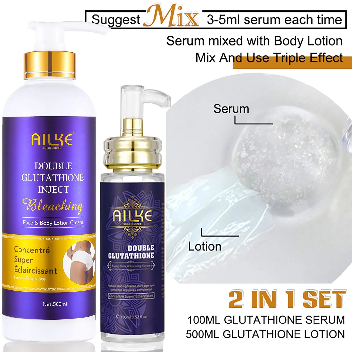 AILKE Whitening Skin Care Set With Glutathione For All Types