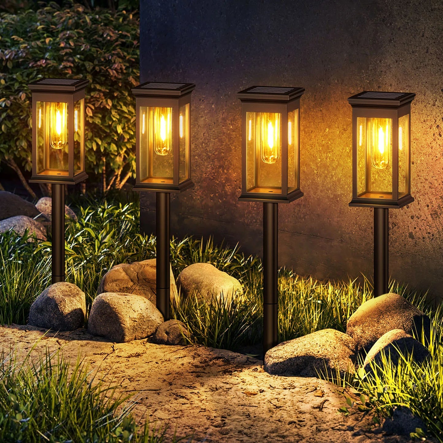 KPSTEK Solar Lights Pack Six Twelve LED Pathway For Yard