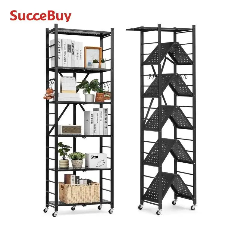 SucceBuy Heavy Duty Mobile Folding Shelf With Wheels For Garage