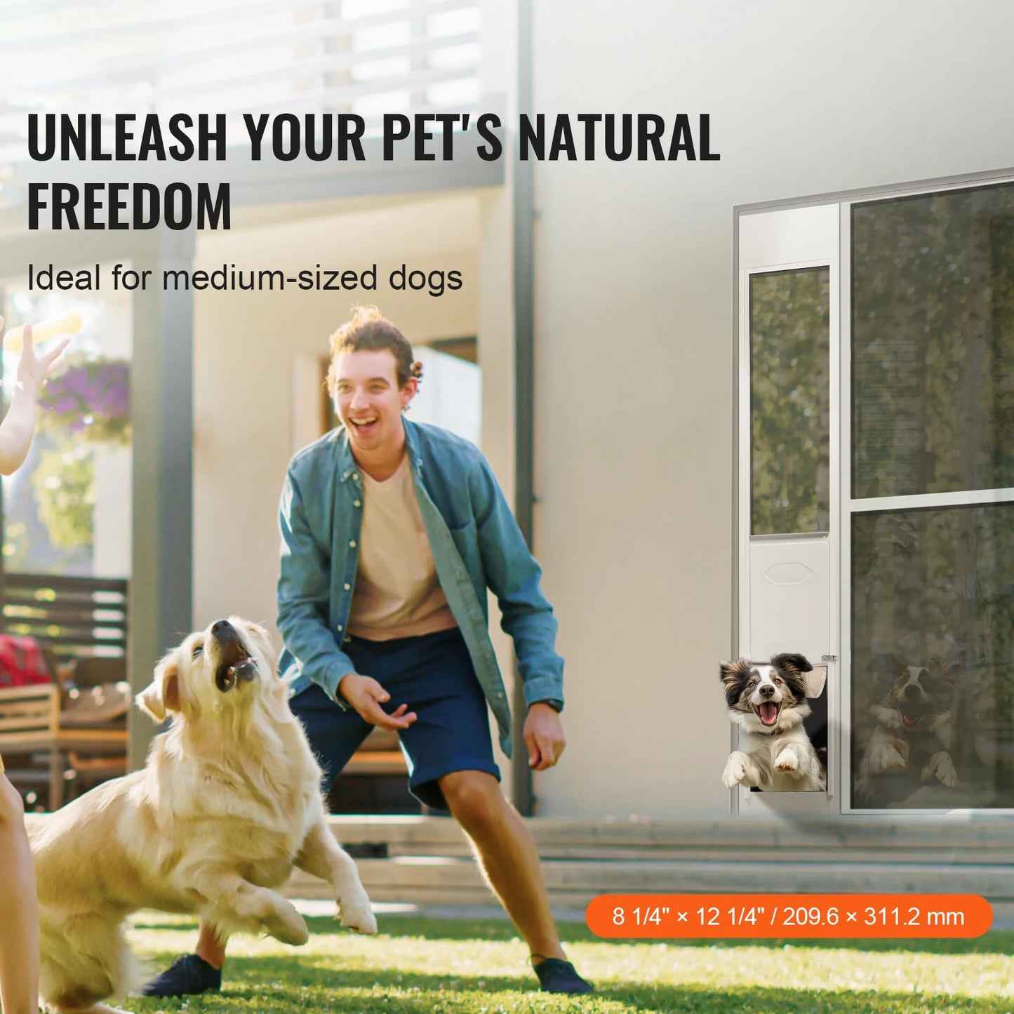 SucceBuy Adjustable Height Sliding Glass Dog Door With Aluminum Frame