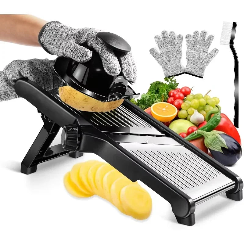 AEDG Stainless Steel Mandoline Slicer With 5 Blades And Holder