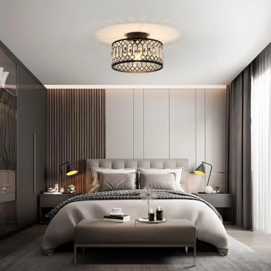 Crystal Flush Mount Ceiling Light Fixture For Kitchen And Bath