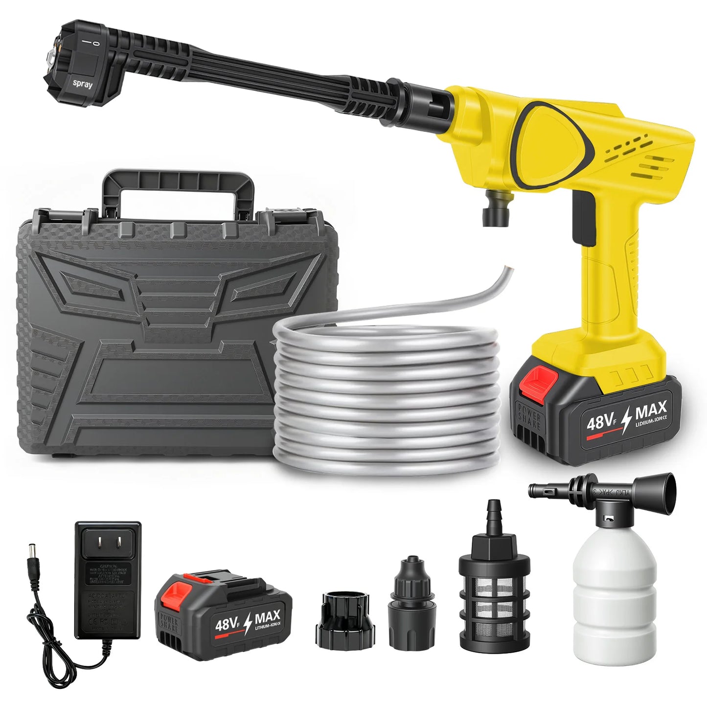 21V Cordless Pressure Washer 970 With Six In One Nozzle