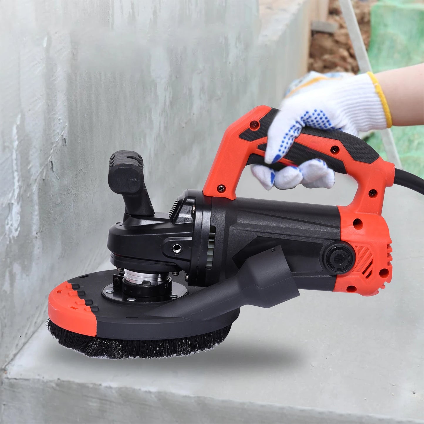 Concrete Grinder With Dust Shroud And Double Grip Electric Angle Kit
