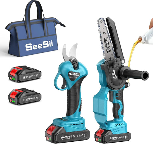 Seesii Brushless Cordless Chainsaw And Pruning Shears Combo