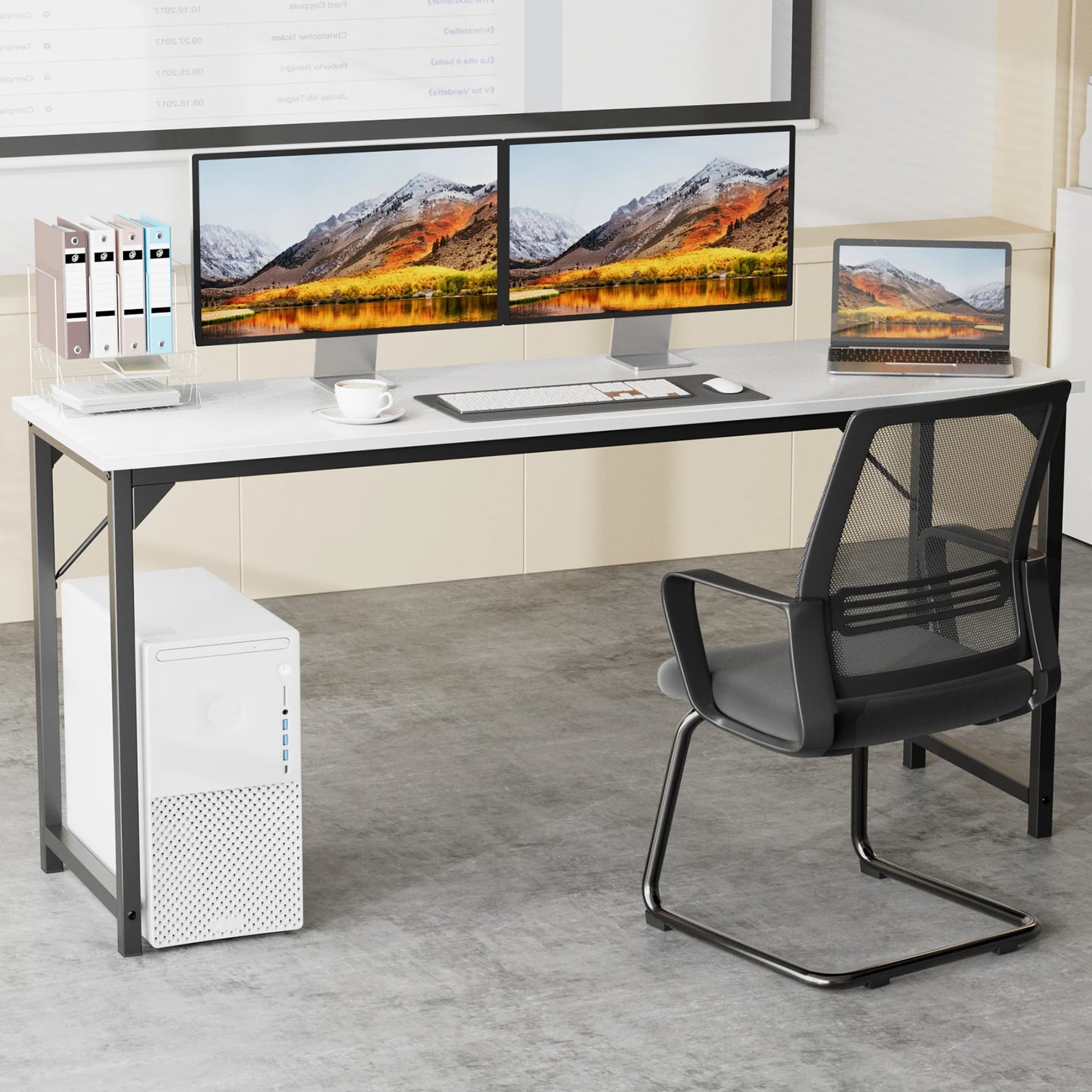 JHK Computer Desk For Office And Gaming With Wood Tabletop