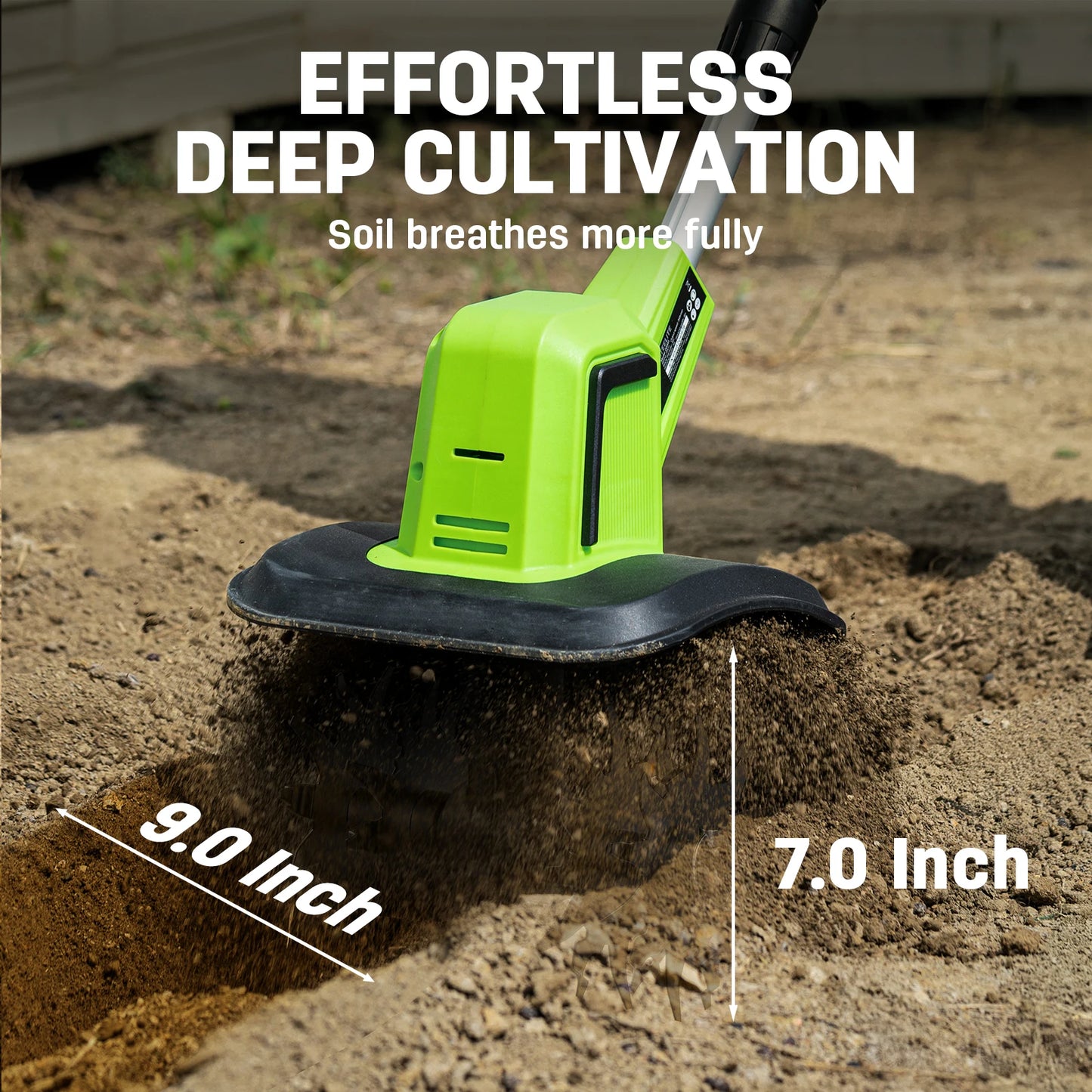 Deli 21V Cordless Tiller Cultivator With Battery And Charger