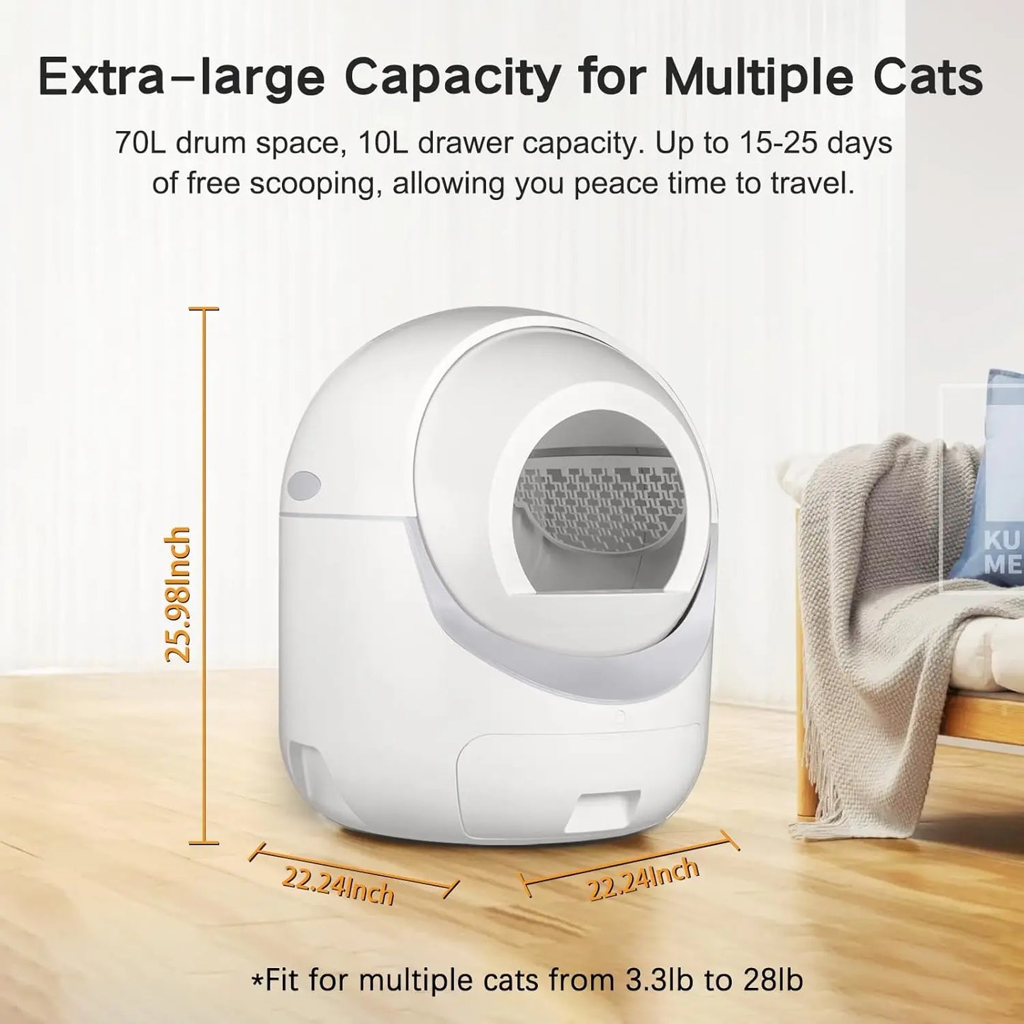 Automatic Cat Litter Box With App Control Odor Removal