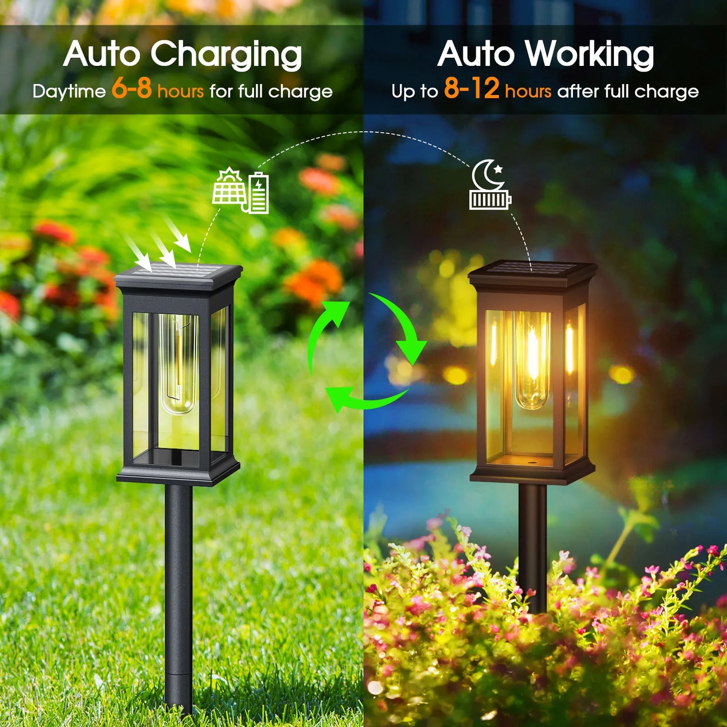 KPSTEK Solar Lights Pack Six Twelve LED Pathway For Yard
