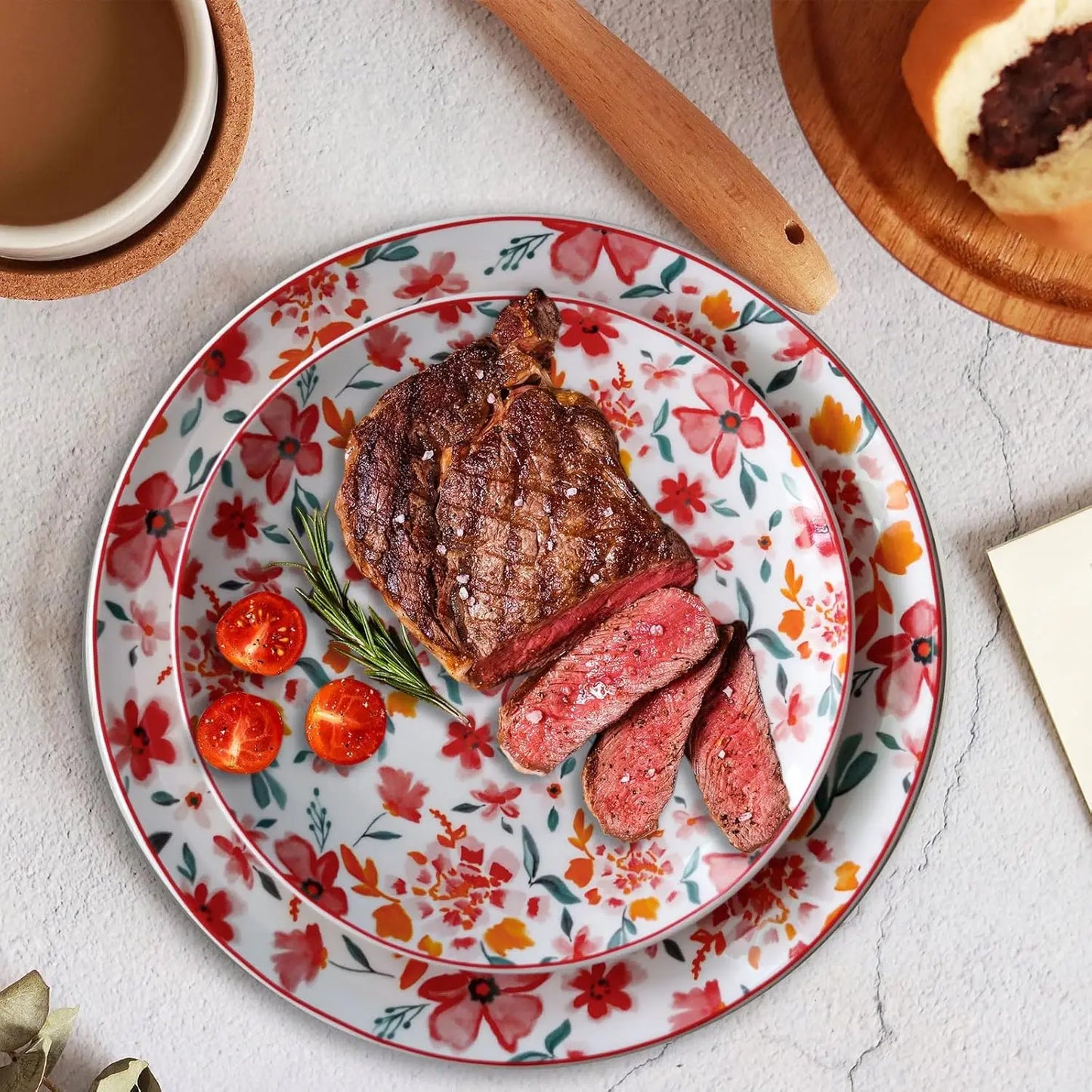 Porcelain Floral Dinner Plates Set Of 4 For Everyday Dining