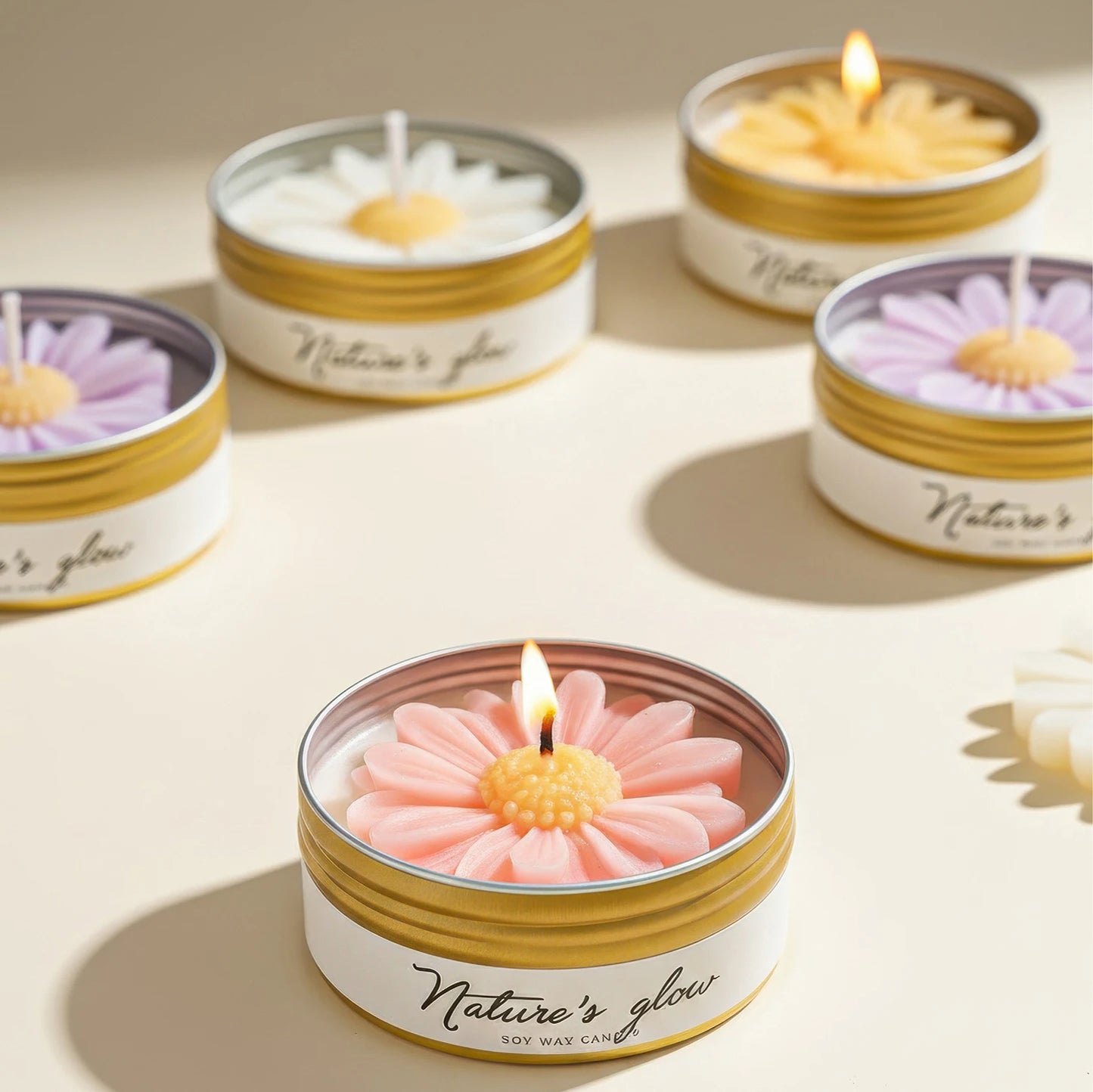 Chamomile Scented Soy Wax Candle Tin Handmade For Bedroom Decor