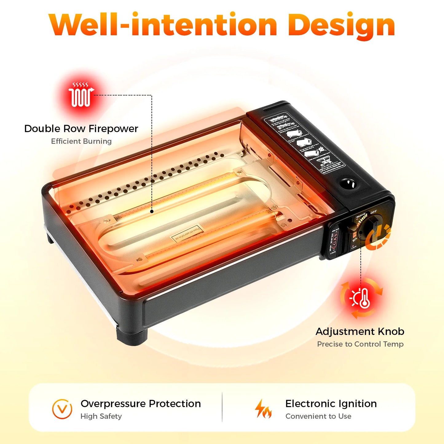 Bymaocar Portable Butane Gas Stove Grill For Outdoor Barbecue