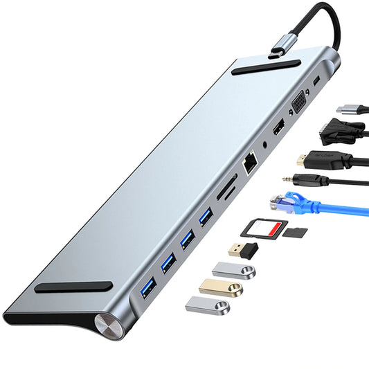 11 In 1 USB C DockingSystem With 4KHDMI VGA Ethernet
