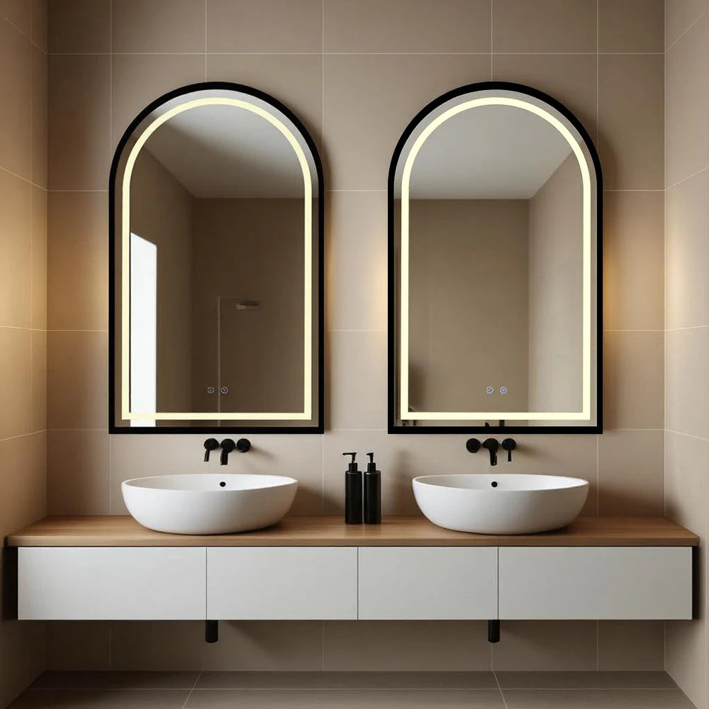 Arched LED Bathroom Mirror Anti Fog Wall Mounted Vanity Lighted